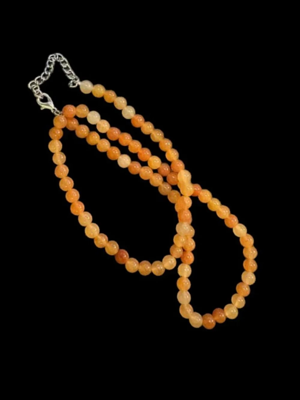 218.00 Carats Orange Aventurine Round Shape Beaded Stunning Necklace